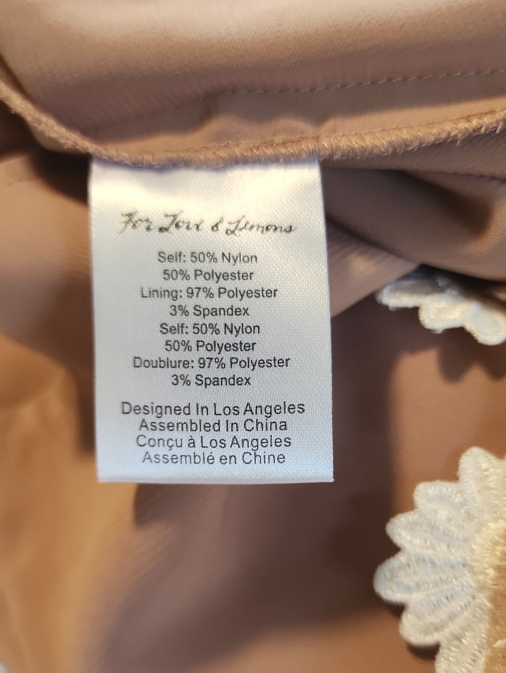 For Love & Lemons Beatrice Mini Dress Tan White 3D Floral Sleeveless Sz S - Picture 8 of 16
